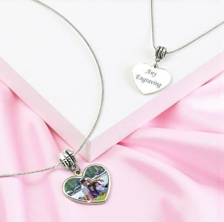 Personalised Photo Heart Necklace, Engraving on Back