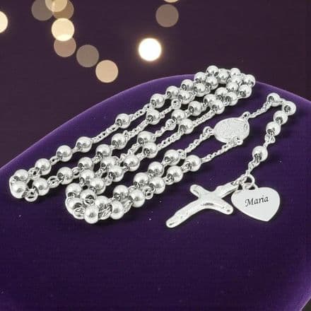 Personalised Rosary Beads, Very High Quality, Silver Steel Beads