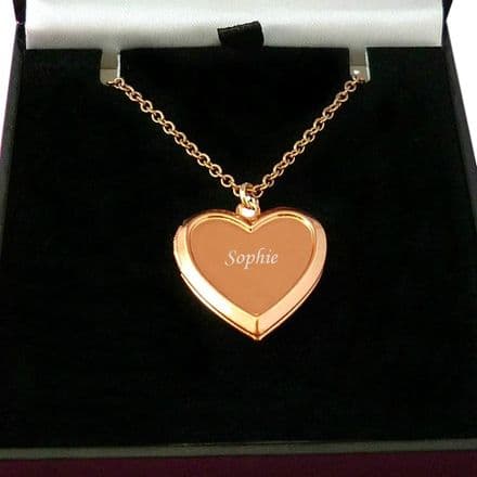 Personalised Rose Gold Heart Locket Necklace with Engraving