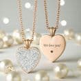 Personalised Rose Gold Heart Pendant with Multiple Crystals, Any Engraving | Jewels 4 Girls