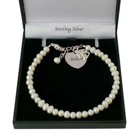 Personalised Silver and Pearl Bracelet with Paw Charm