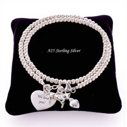 Personalised Silver Wrap Bracelet with Horse Charm