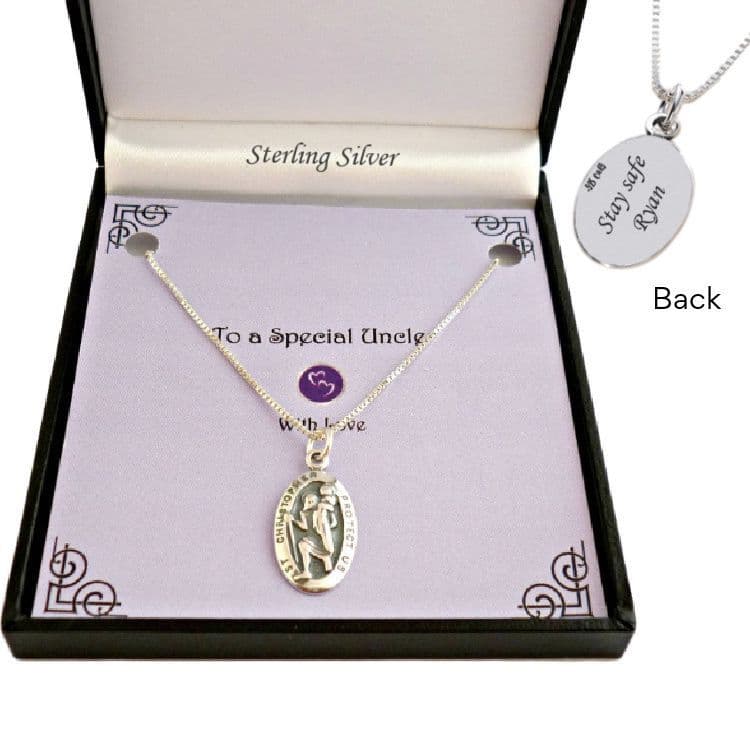 Personalised Sterling Silver Saint Christopher Necklace, Gift Boxed| Jewels 4 Girls