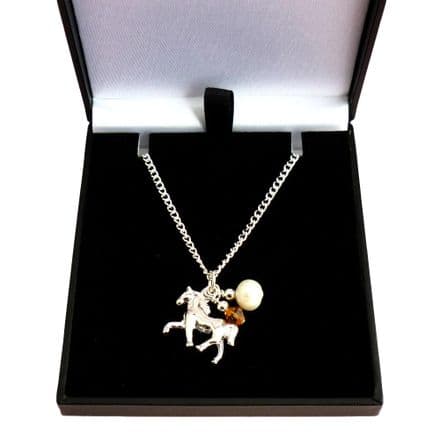 Pony & Pearl Birthstone Necklace