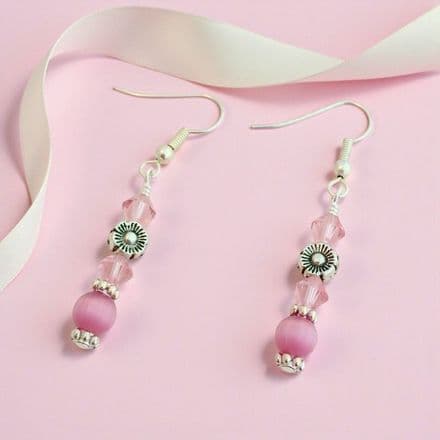 Preciosa, Cats Eye & Flower Earrings.