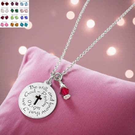 Psalm 46 10 Necklace with Birthstone