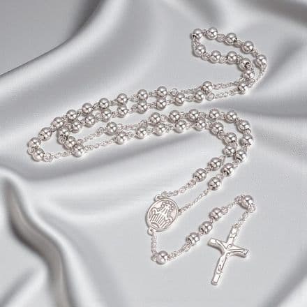 Rosary Beads, Very High Quality, Silver Steel Beads