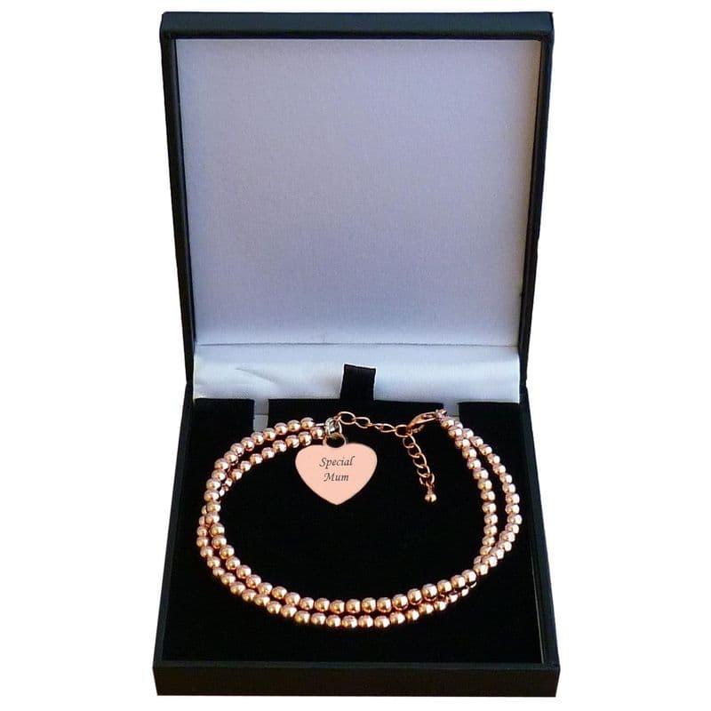 Rose Gold Beads Bracelet, Personalised for Mum | Jewels 4 Girls