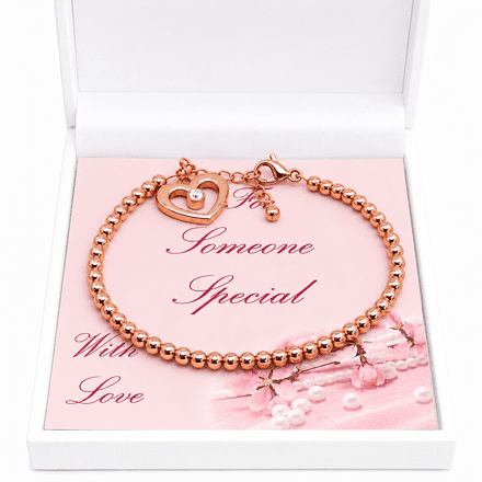 Rose Gold Bracelet with Heart for Daughter, Sister, Auntie etc