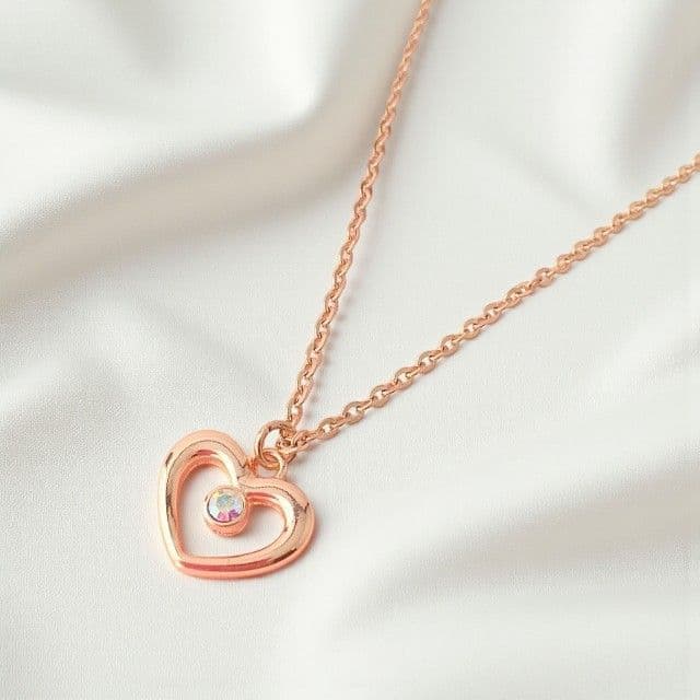 Rose Gold Heart Necklace for Woman or Girl Jewels Girls