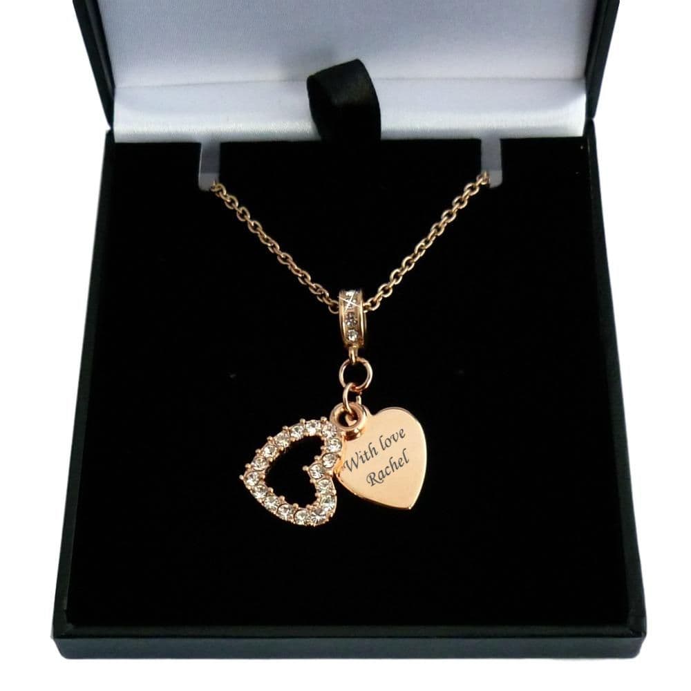 Rose Gold Heart Necklace Personalised with Engraving Jewels Girls