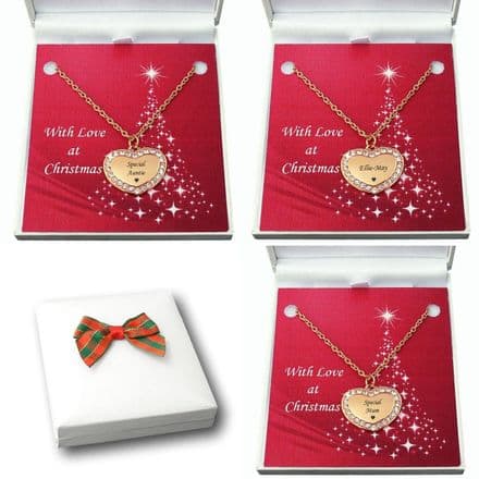 Rose Gold Heart Necklace with Engraving for Christmas