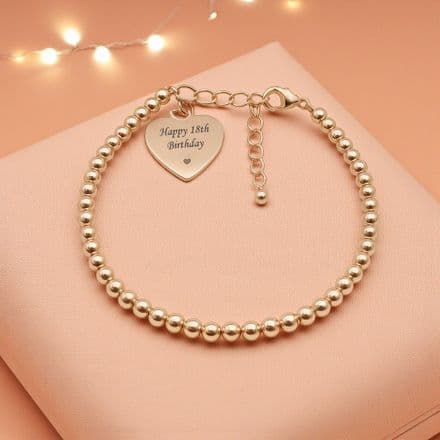 Rose Gold, Personalised Bracelet, Engraved Heart Charm