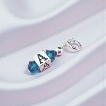 Silver and Crystal Letter Charm
