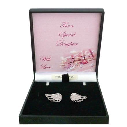 Silver Angel Wing Earrings, Gift Boxed for Mum, Daughter etc