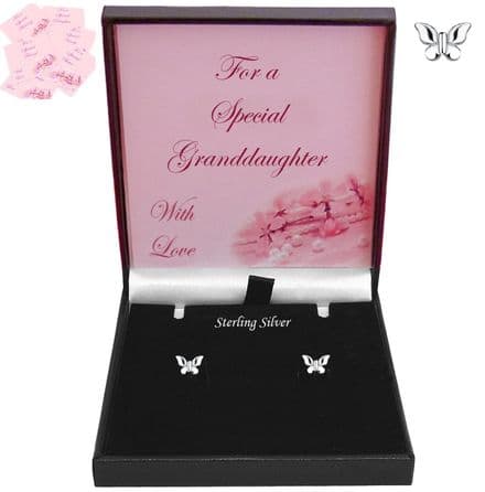 Silver Butterfly, Stud Earrings, 925 Silver, Gift Box for Sister, Granddaughter, Daughter...