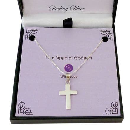 Silver Cross on Chain Necklace for Boys or Men