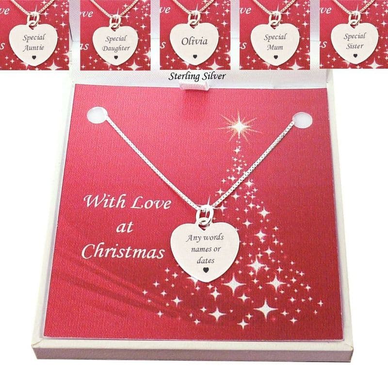 Silver Heart Necklace with Engraving for Christmas | Jewels 4 Girls