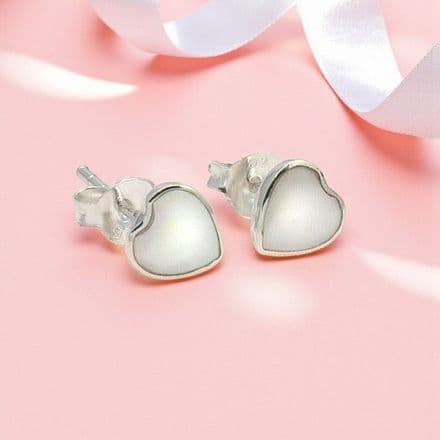 Silver Heart with Mother of Pearl Earrings