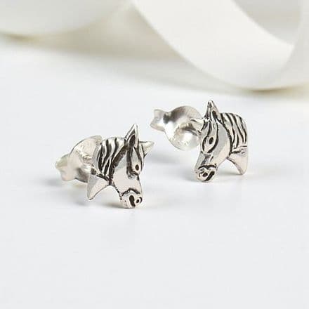 Silver Horse Head Earrings