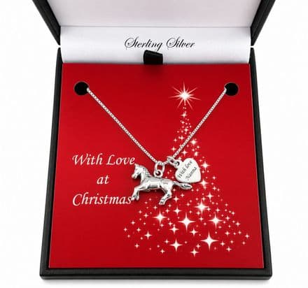 Silver Horse Necklace, Personalised Christmas Jewellery