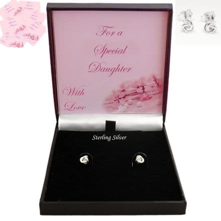 Silver Knot Earrings, 925 Silver, Gift Box for Granddaughter, Daughter, Bridesmaid...