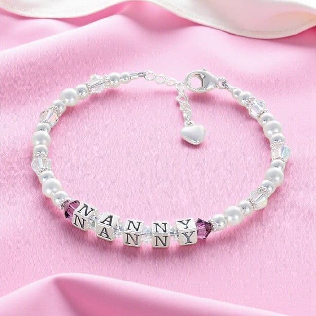 Silver Name Bracelet for Nan or Nanny Jewels Girls