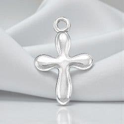 Silver Rounded Cross Charm