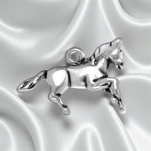 Silver Running Horse Charm