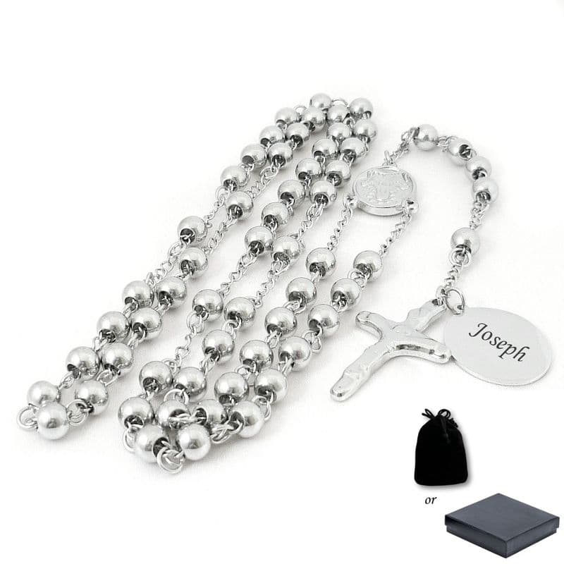 Silver Steel Rosary Beads, Very High Quality, Personalised | Jewels 4 Girls