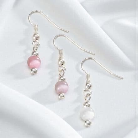 Single Cats Eye Earrings, Many Colours