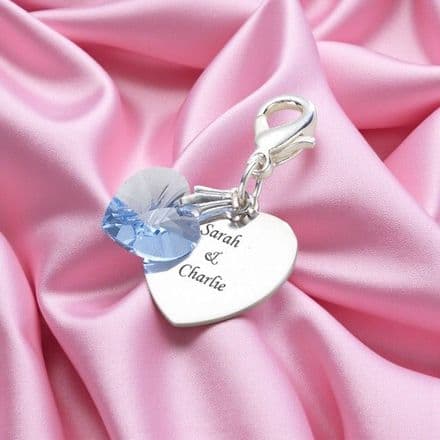 Something Blue Engraved Heart Charm