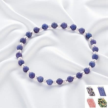 Stacking Bracelet with Silver Beads and Choice of Gemstones