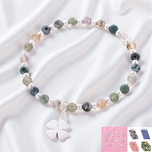 Stacking Bracelet with Silver Beads, Choice of Gemstones and Charm | Jewels 4 Girls