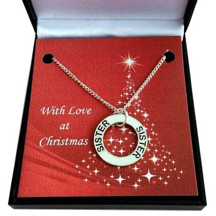 Stamped Christmas Necklace for Sister