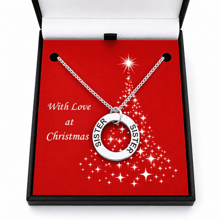 Stamped Christmas Necklace for Sister
