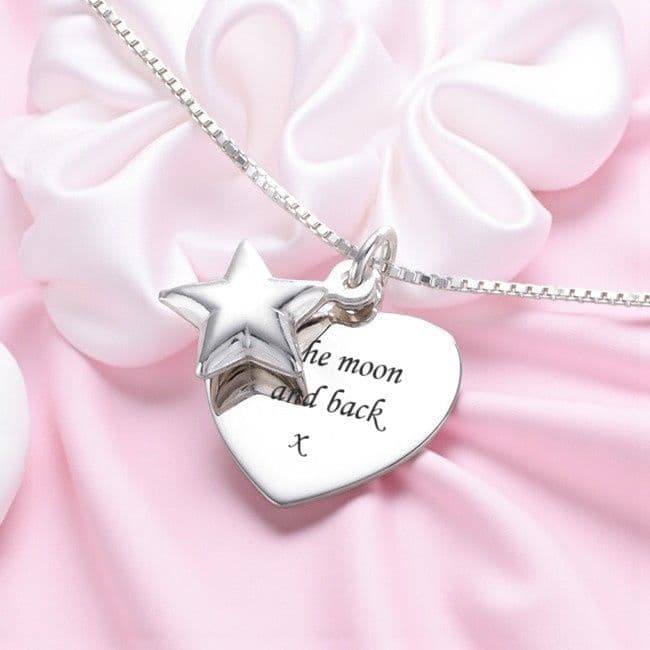 Star and Heart Personalised Necklace in Sterling Silver | Jewels 4 Girls