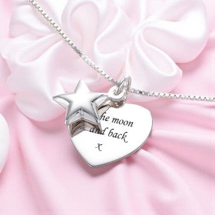 Star and Heart Personalised Necklace - Sterling Silver