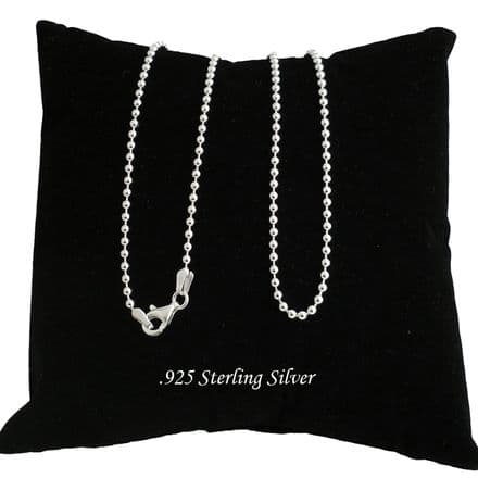 Sterling Silver 2mm Ball Chain, Luxury Necklace in Various Lengths