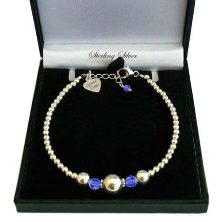 Sterling Silver Beads Bracelet with Engraved Tag