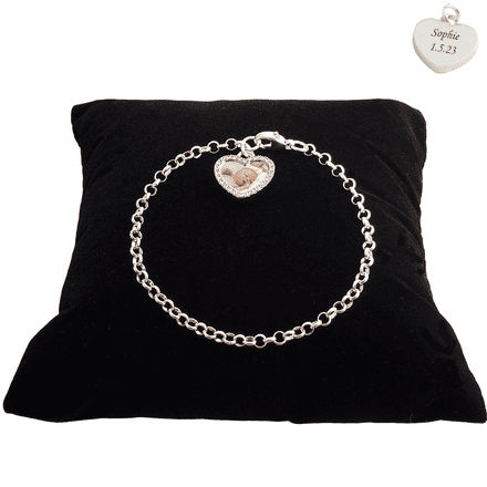 Sterling Silver Charm Bracelet, Personalised with Photo Charm