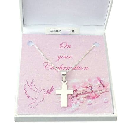 Sterling Silver Cross on Chain for Goddaughter, Granddaughter etc