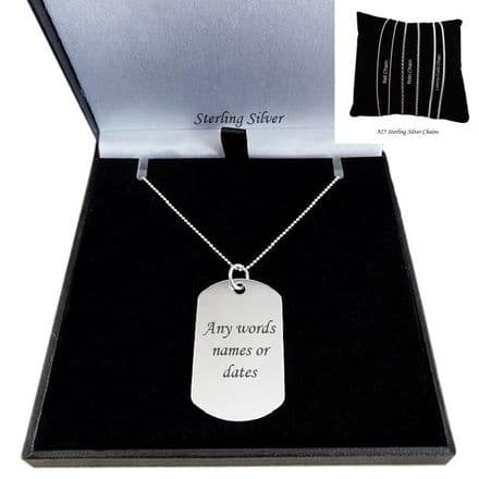 Sterling Silver Dogtag Necklace, Large