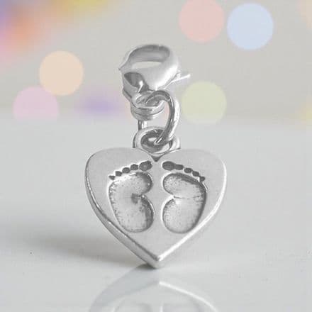 Sterling Silver Footprints Charm on Lobster Clasp.