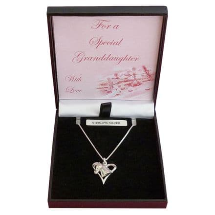 Sterling Silver Horse and Heart Necklace in Gift Box