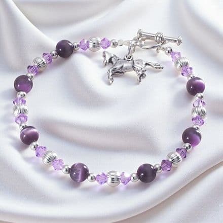 Sterling Silver Horse Charm Bracelet with Crystals