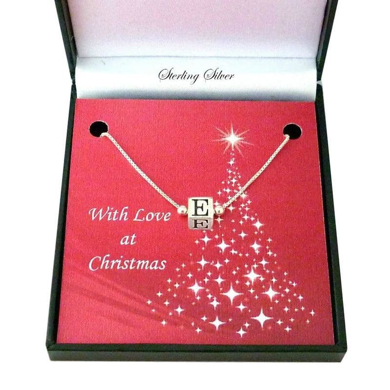 Sterling Silver Letter Cube Necklace for Christmas | Jewels 4 Girls