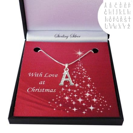 Sterling Silver Letter Necklace for Christmas