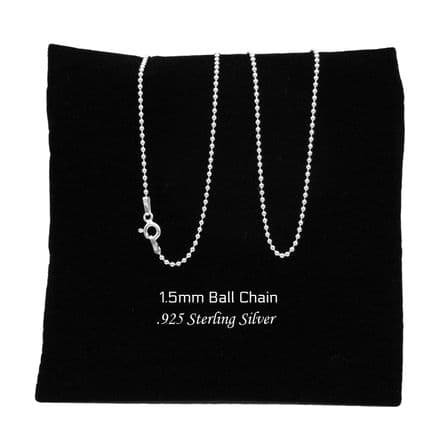 Sterling Silver Medium Ball Chain Necklace, 1.5mm, Various Lengths