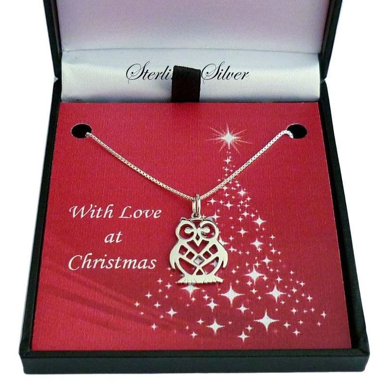 Sterling Silver Necklace for Christmas with Owl Pendant | Jewels 4 Girls
